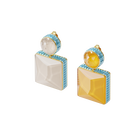 أقراط Orbita، غير متماثلة، مزدانة بكريستال مربع، متعددة الألوان، طلاء باللون الذهبي